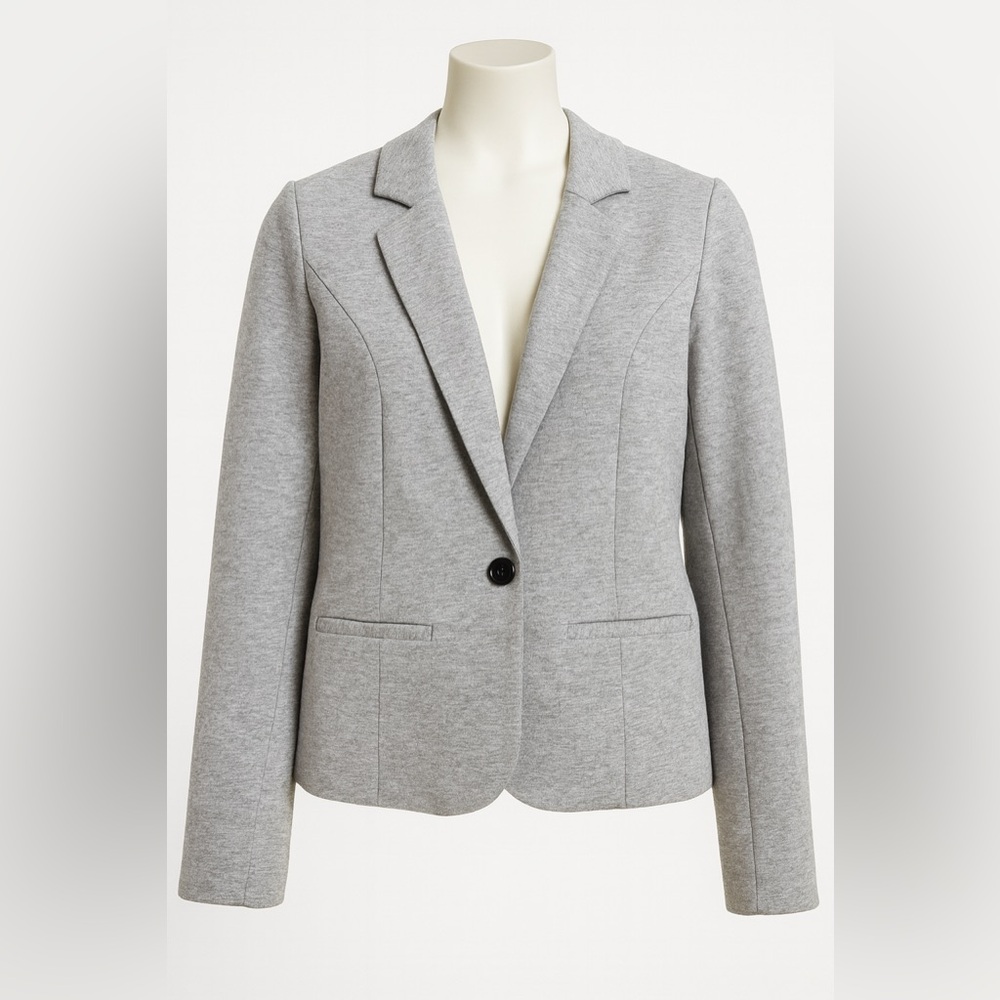 Lane Bryant Gray Knit Blazer Size 14 Soft Stretch One-Button Career Work Office